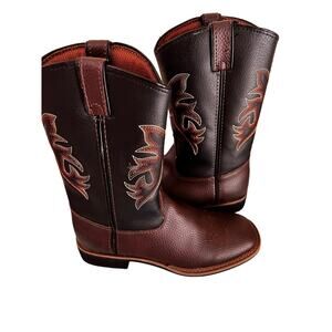 Magellan Outdoors Youth Western Cowboy Rodeo Boots Brown Embroidery Size 1M New